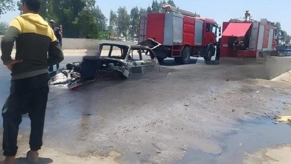 نجاة شاب من الموت بعد احتراق سيارته على طريق طنطا - كفر الشيخ الدولي نجاة شاب من الموت بعد احتراق سيارته على طريق طنطا - كفر الشيخ الدولي