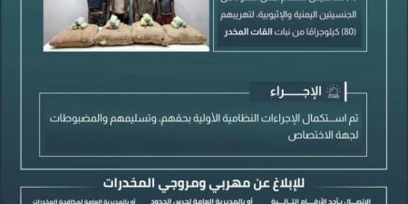 حرس الحدود بجازان يقبض على 4 مخالفين لنظام أمن الحدود لتهريبهم 80 كيلوجرامًا من نبات القات المخدر - لايف نيوز